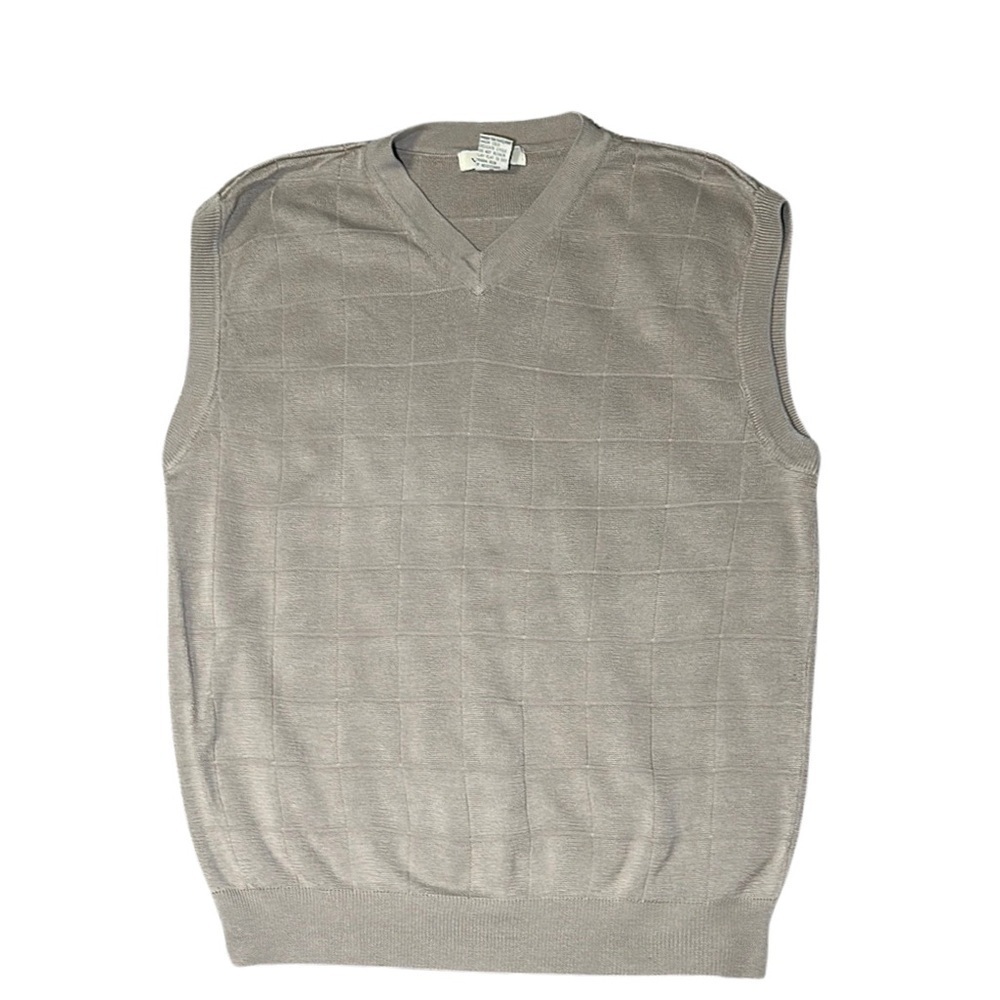 VaBene VTG Retro DarkAcademia Streetwear Pretty Golf Tan Square Sweater Vest SzL